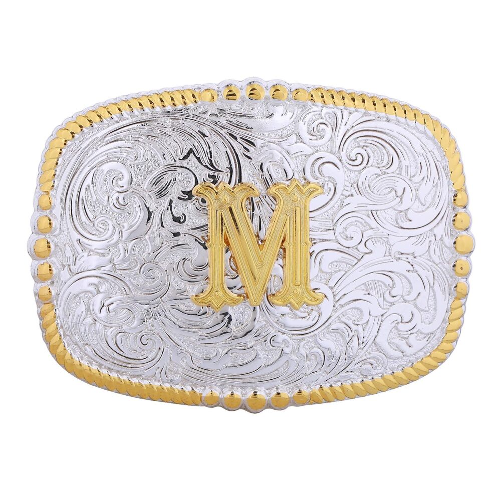 4238 Belt Buckles , Western Cowboy Gold Initial Letters ABCDJMR Belt